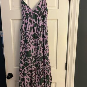 Floral Print Maxi Dress in Purple and Green